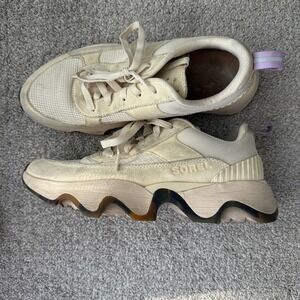 SOREL Kinetic Impact 2 Wonder Sneaker Women's Beige Suede Mesh Wedge Size 9‎